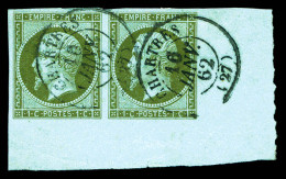 O N°11, 1c Olive En Paire Grand Coin De Feuille Obl Càd De CHARTRES Le 16 Janv 1862. PIECE CHOISIE. SUPERBE (certificat) - 1853-1860 Napoleon III