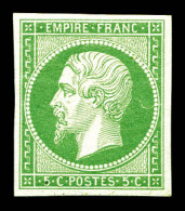 * N°12, 5c Vert, Très Frais. SUP (signé Brun/certificat)  Qualité: *  Cote: 1500 Euros - 1853-1860 Napoléon III