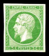 * N°12, 5c Vert, Très Frais. SUP (signé Brun/certificat)  Qualité: *  Cote: 1500 Euros - 1853-1860 Napoleon III