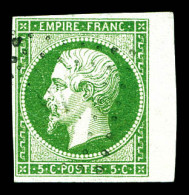 O N°12, 5c Vert, Bord De Feuille Latéral. TTB  Qualité: Oblitéré - 1853-1860 Napoleon III