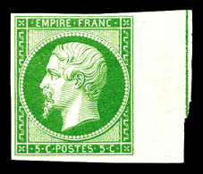 ** N°12d, 5c Vert, Bord De Feuille Avec Filet D'encadrement, Fraîcheur Postale. SUPERBE. R.R. (certificats)  Qualité: ** - 1853-1860 Napoleone III