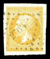 O N°13Al, 10c Jaune Citron Impression Défectueuse 4 Grandes Marges Avec Voisin. SUP (certificat)  Qualité: Oblitéré - 1853-1860 Napoleon III