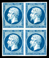 ** N°14A, 20c Bleu Type I En Bloc De Quatre, Fraîcheur Postale. SUP (signé/certificat)  Qualité: ** - 1853-1860 Napoléon III.