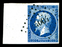 O N°14A, 20c Bleu Bdf Obl Pc '4004'. TTB  Qualité: Oblitéré - 1853-1860 Napoleon III