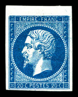 * N°14Aa, 20c Bleu Foncé, Petit Bdf. SUP (signé Calves/certificat)  Qualité: *  Cote: 600 Euros - 1853-1860 Napoleon III