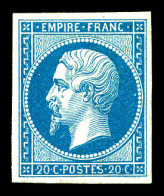 ** N°14B, 20c Type II, Quatre Belles Marges équilibrées, Fraîcheur Postale. SUP (certificat)  Qualité: ** - 1853-1860 Napoleon III