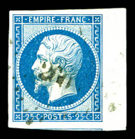 O N°15, 25c Bleu Obl Pc, Grandes Marges Avec Bord De Feuille. PIECE CHOISIE. SUP (certificat)  Qualité: Oblitéré - 1853-1860 Napoléon III.