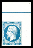 * N°15b, 25c Bleu, Coin De Feuille Intégral Avec Double Filet D'encadrement, Quasi **. SUP. R.R. (signé Calves/certifica - 1853-1860 Napoléon III.