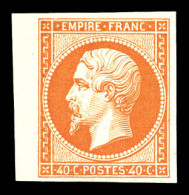 ** N°16a, 40c Orange Vif, Bord De Feuille, Fraîcheur Postale. SUPERBE. R.R (signé Calves/certificats)  Qualité: ** - 1853-1860 Napoleon III