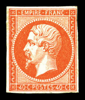 * N°16a, 40c Orange Vif, Quasi **. SUPERBE. R. (signé Brun/certificats)  Qualité: *  Cote: 4500 Euros - 1853-1860 Napoléon III