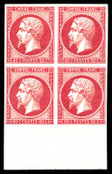 ** N°17Ba, 80c Rose-vif En Bloc De Quatre Bas De Feuille Integral (1ex*), Fraîcheur Postale. SUPERBE. R.R.R (signé Brun/ - 1853-1860 Napoleon III