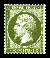 ** N°19a, 1c Vert-bronze, Fraîcheur Postale, Très Bon Centrage. SUP (certificat)  Qualité: ** - 1862 Napoleon III