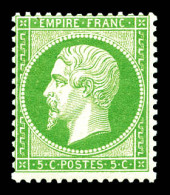 ** N°20, 5c Vert, Fraîcheur Postale. SUP (certificat)  Qualité: ** - 1862 Napoleon III