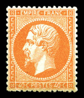 ** N°23, 40c Orange, Fraîcheur Postale, Très Bon Centrage. SUPERBE (signé Margues/certificat)  Qualité: ** - 1862 Napoleon III