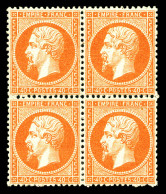 * N°23a, 40c Orange Clair, Bloc De Quatre, Très Bon Centrage. SUP (certificats)  Qualité: * - 1862 Napoleon III