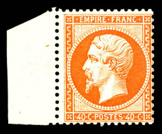 ** N°23b, 40c Orange-vif, Bord De Feuille Latéral, Fraîcheur Postale, SUPERBE (certificats)  Qualité: ** - 1862 Napoleon III