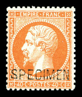 ** N°23d, 40c Orange Surchargé 'SPECIMEN', Fraîcheur Postale, SUP (signé Scheller/certificat)  Qualité: ** - 1862 Napoleon III