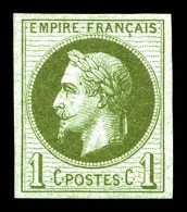 ** N°25c, Rothschild, 1c Vert Bronze Impression Fine Non Dentelé , Fraîcheur Postale. SUP (signé Calves/certificat)  Qua - 1863-1870 Napoléon III Con Laureles