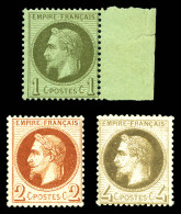 ** N°25, 26B Et 27B, Les 3 Exemplaires TB (certificat)  Qualité: ** - 1863-1870 Napoléon III Lauré