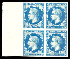 ** N°29Ab, Rothschild, 20c Bleu Non Dentelé En Bloc De Quatre Bdf (2ex*) , SUP (certificat)  Qualité: ** - 1863-1870 Napoleon III With Laurels