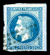 O N°29Bc, 20c Bleu Variété Aux Abeilles, Sur Son Support. TB (signé Calves)  Qualité: Oblitéré  Cote: 310 Euros - 1863-1870 Napoléon III Lauré