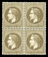 ** N°30a, 30c Brun Clair En Bloc De Quatre (2ex*), Très Bon Centrage, Fraîcheur Postale. SUPERBE. R. (certificats)  Qual - 1863-1870 Napoleon III With Laurels