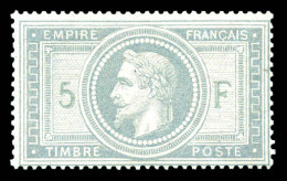 ** N°33, 5F Violet-gris, FRAÎCHEUR POSTALE. MAGNIFIQUE. R.R. (signé Calves/certificats)  Qualité: ** - 1863-1870 Napoléon III Lauré