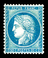 * N°37, 20c Bleu, Léger Pelurage, Très Bon Centrage. TB  Qualité: *  Cote: 550 Euros - 1870 Siege Of Paris