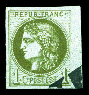 O N°39A, 1c Olive Bord De Feuille Obl Typo Des Journaux. TTB (signé Scheller)  Qualité: Oblitéré  Cote: 400 Euros - 1870 Bordeaux Printing