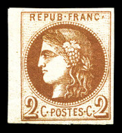 * N°40A, 2c Chocolat Clair Report 1, Quatre Belles Marges Avec Bord De Feuille. SUP. R. (signé Calves/certificat)  Quali - 1870 Ausgabe Bordeaux