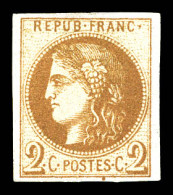(*) N°40A, 2c Chocolat Clair Report 1, Jolies Marges. TTB (certificat)  Qualité: (*)  Cote: 625 Euros - 1870 Ausgabe Bordeaux