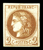 * N°40Aa, 2c Chocolat Report 1, Jolie Pièce. TTB (signé Calves/certificat)  Qualité: *  Cote: 1750 Euros - 1870 Bordeaux Printing