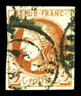 O N°40Ad, 2c Chocolat Clair Report 1, Impression Très Fine Dite De Tours Obl Càd De Bordeaux, Rare En Oblitéré. TTB. (si - 1870 Ausgabe Bordeaux
