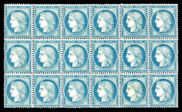 ** N°60A, 25c Bleu Type I, Bloc De 18 Exemplaires, Fraîcheur Postale. SUP. R. (certificat)  Qualité: ** - 1871-1875 Cérès