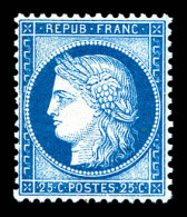 ** N°60A, 25c Bleu Type I, Fraîcheur Postale, Très Bon Centrage. SUP (certificat)  Qualité: ** - 1871-1875 Ceres