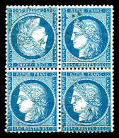 O N°60Ab, 25c Bleu, Tête-bêche Dans Un Bloc De Quatre Avec Joli Centrage, Pièce D'une Grande Qualité. SUPERBE. R. (certi - 1871-1875 Cérès