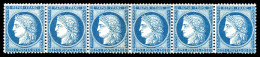 * N°60C, 25c Bleu Type III, Bande De 6 Horizontale, Frais, TTB (signé Brun/certificat)  Qualité: *  Cote: 1260 Euros - 1871-1875 Cérès