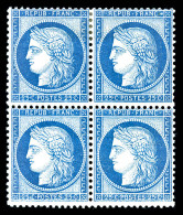 ** N°60Ca, 25c Bleu Clair Type III, Bloc De 4 Bdf (2ex*), TTB (signé Brun/certificat)  Qualité: ** - 1871-1875 Ceres
