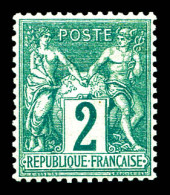 ** N°62, 2c Vert Type I, Fraîcheur Postale, Très Bon Centrage. SUPERBE (certificats)  Qualité: ** - 1876-1878 Sage (Typ I)