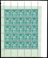 ** N°63, 4c Vert En Panneau Complet De 25 Exemplaires, Fraîcheur Postale. SUPERBE. R. (certificat)  Qualité: ** - 1876-1878 Sage (Type I)