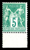 ** N°64, 5c Vert Type I, Fraîcheur Postale, Bord De Feuille, SUPERBE (signé/certificat)  Qualité: ** - 1876-1878 Sage (Type I)