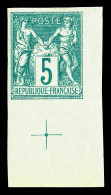 * N°64a, 5c Vert Type I Non Dentelé, Coin De Feuille Avec Croix De Repère, Fraîcheur Postale, SUPERBE (signé Brun/certif - 1876-1878 Sage (Type I)