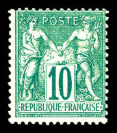 ** N°65, 10c Vert Type I, Fraîcheur Postale. SUP (certificat)  Qualité: ** - 1876-1878 Sage (Typ I)