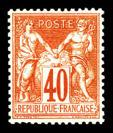* N°70, 40c Rouge-orange Type I, Très Bon Centrage. TTB (certificat)  Qualité: *  Cote: 900 Euros - 1876-1878 Sage (Typ I)