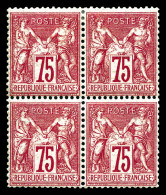 ** N°71, 75c Carmin, Bloc De Quatre (2ex*), Fraîcheur Postale. SUP. R. (signé Brun/certificats)  Qualité: ** - 1876-1878 Sage (Typ I)