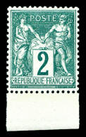 ** N°74, 2c Vert Type II, Bdf, Fraîcheur Postale, Très Bon Centrage. SUP  Qualité: ** - 1876-1898 Sage (Type II)