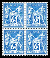** N°79, 25c Bleu, Bloc De Quatre (2ex*), Bien Centré, Très Frais. SUP. R. (certificat)  Qualité: ** - 1876-1898 Sage (Type II)