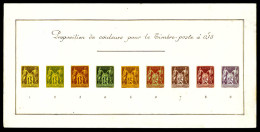 (*) 15c Sage: 9 Exemplaires De Couleurs Différentes Sur Feuillet De Présentation Avec Mention Manuscrite 'Proposition De - 1876-1878 Sage (Type I)