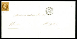 O N°9d, 10c Bistre-brun Foncé Obl GC 1789 + Càd LE LUC EN PROVENCE Sur Lettre Du 19.10.53 Pour Montpellier. TTB (certifi - 1849-1876: Classic Period