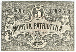 5 LIRE CORRENTI MONETA PATRIOTTICA VENEZIA CARTA FILIGRANATA 1848 QSPL - Sonstige & Ohne Zuordnung